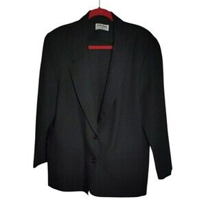 Alfred Dunner Blazer Women 14 Black 2-Button Office Capsule Professional Church